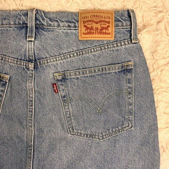 Levi’s High Rise Deconstructed Mini Skirt Women’s Size 30 Distressed NWOT - Picture 4 of 11